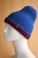 Traditional reversible alpaca beanie Slate grey maroon / French Navy
