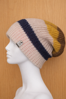 Traditional reversible alpaca beanie Brown Tan Cream / Purple Blue Orange Yellow