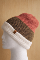 Traditional reversible alpaca beanie Black Green White/Orange Brown White