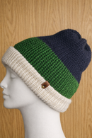 Traditional reversible alpaca beanie Black Green White/Orange Brown White