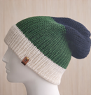 Traditional reversible alpaca beanie Black Green White/Orange Brown White