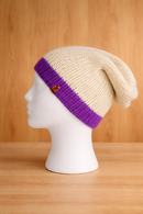 Junior Alpaca Double-skin Traditional Reversible Beanie Green Turquoise/ soft White Unisex