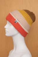 Traditional reversible alpaca beanie Brown Tan Cream / Purple Blue Orange Yellow
