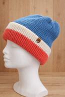 Alpaca Double-skin Traditional Reversible Beanie Burnt Orange White / Blue Navy Yellow White Unisex