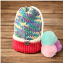 Junior reversible alpaca + pompoms with Glow-in-the-dark cord Pompoms
